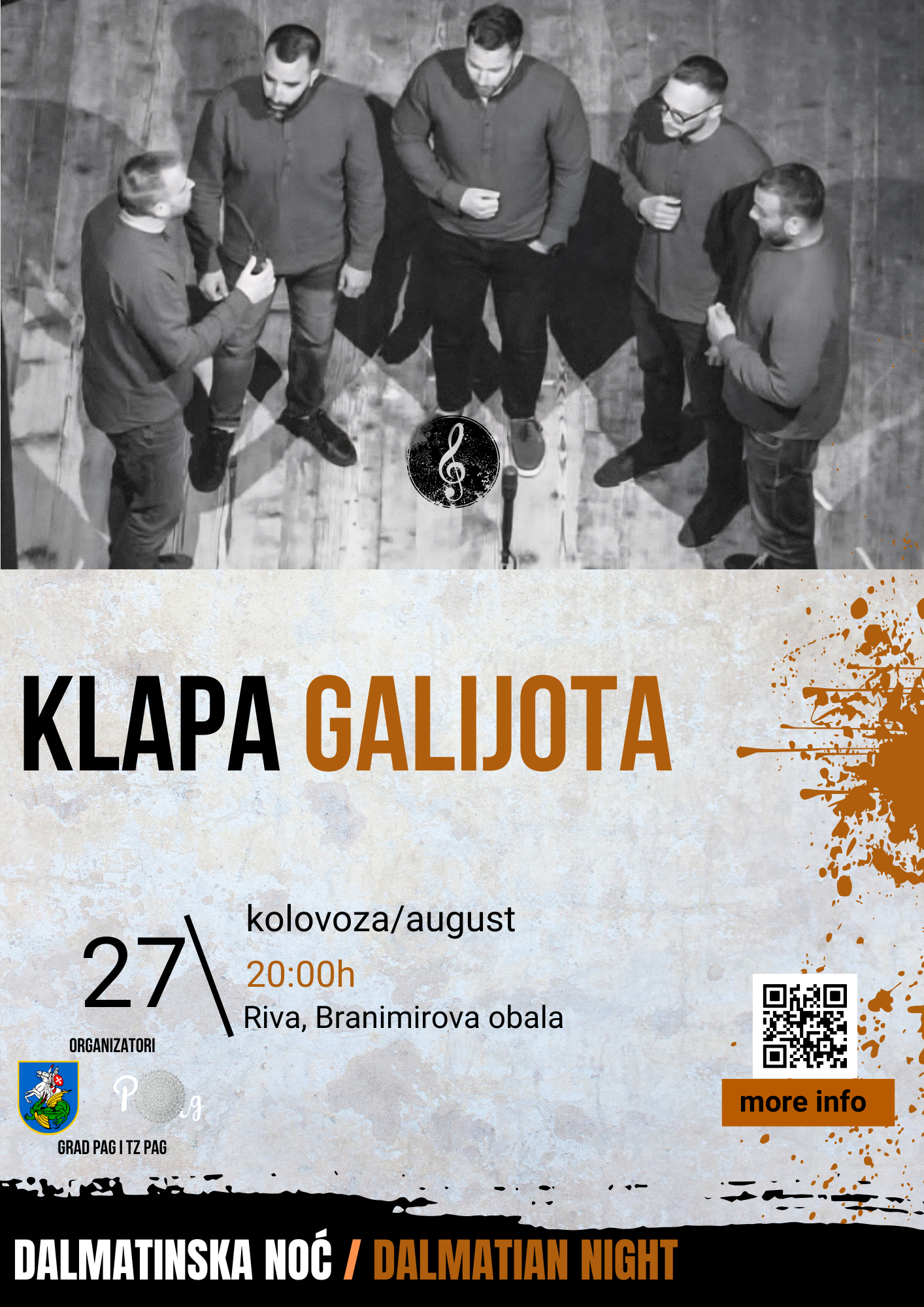 Koncert klape Galijota na rivi u Pagu