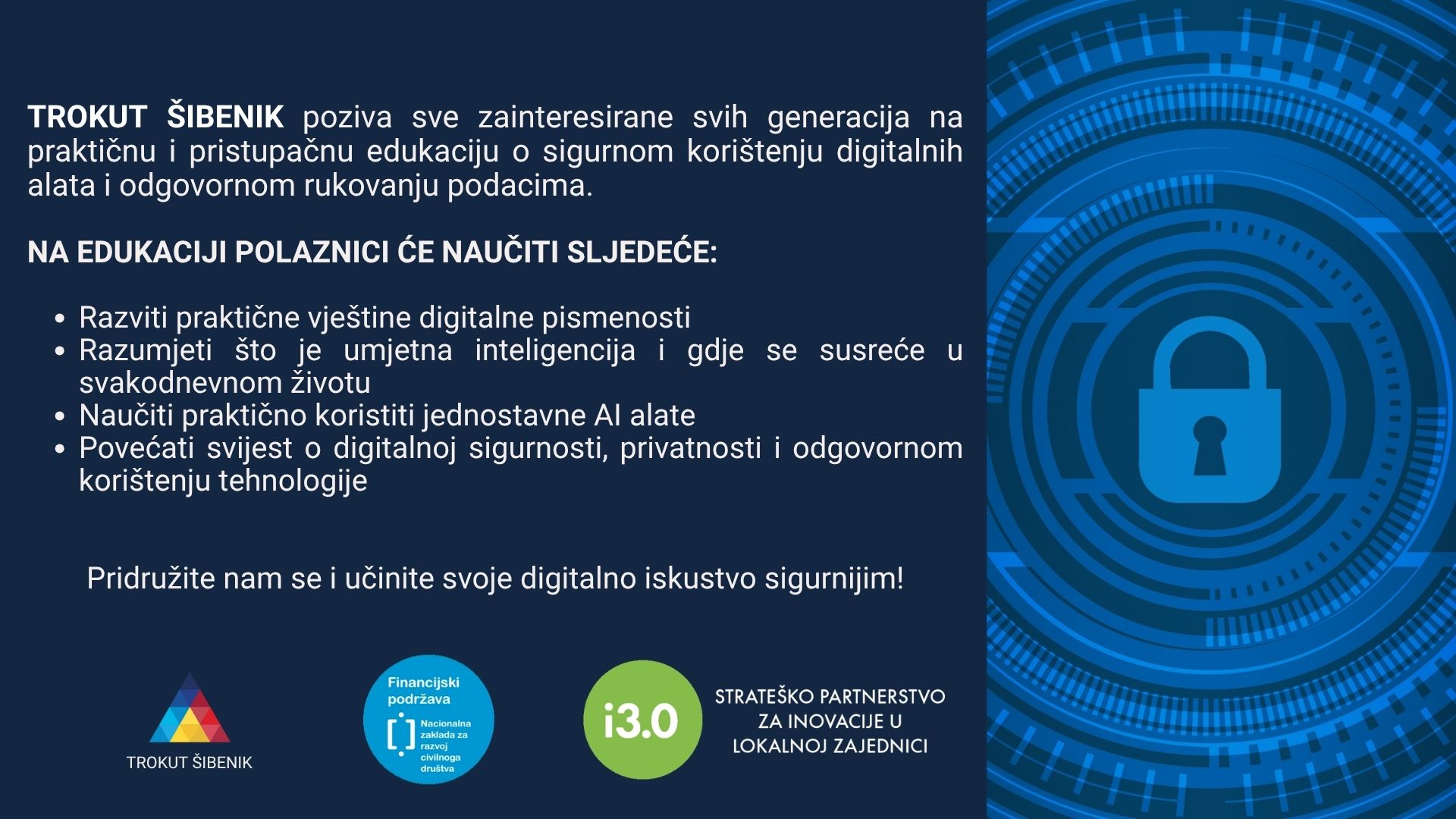 Edukacija o digitalnoj pismenosti, umjetnoj inteligenciji i sigurnosti na internetu u okviru programa „Potencijali zajednice“